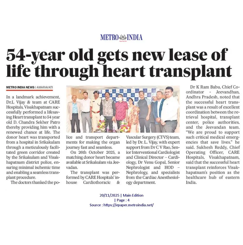  54-Year-Old Gets a New Lease of Life Through Heart Transplant News Coverage in Metro India