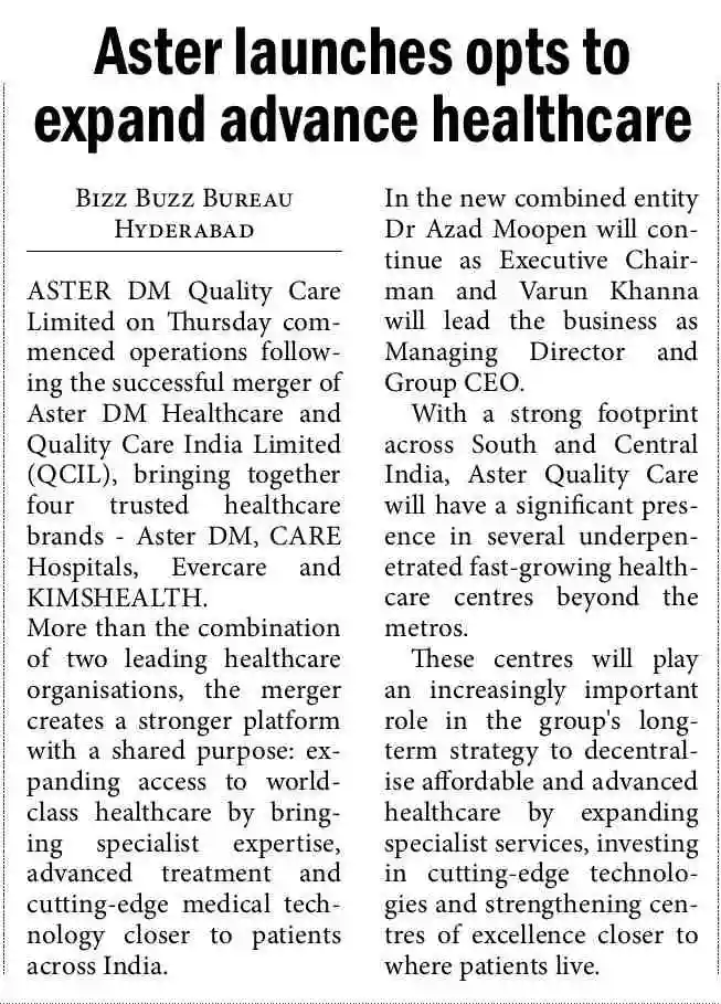 Aster Launches Opts to Expand Advanced Healthcare News Coverage in Bizz Buzz