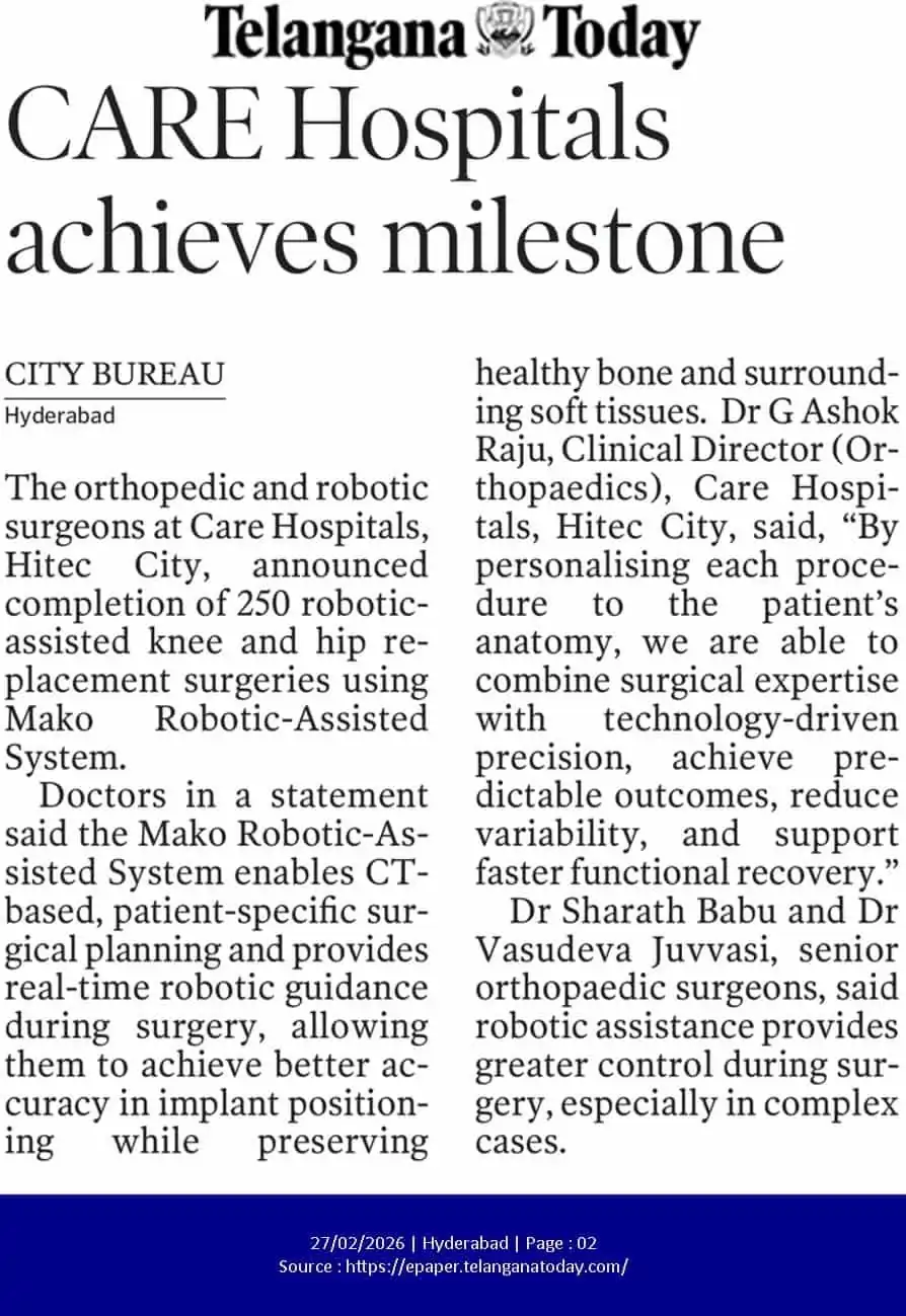 CARE Hospitals Achieves Milestone News Coverage in Telangana Today 