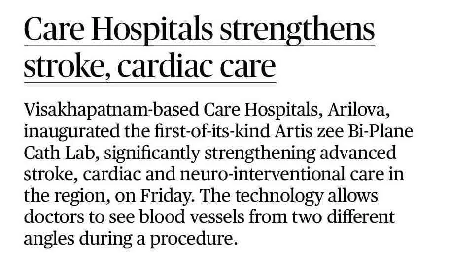 CARE Hospitals Strengthens Stroke and Cardiac Care News Coverage in The Hindu