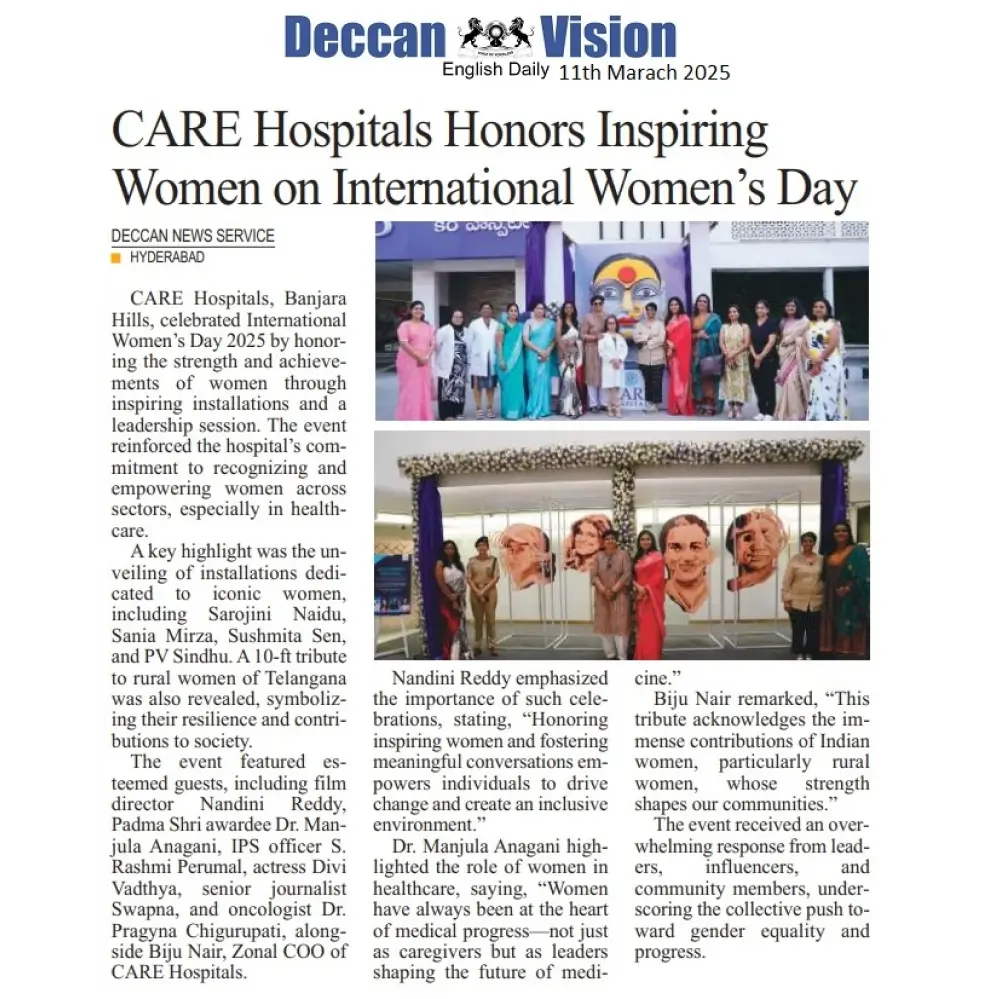 CARE Hospitals Banjara Hills Honors Inspiring Women on Women's Day News Coverage in Deccan Vision 