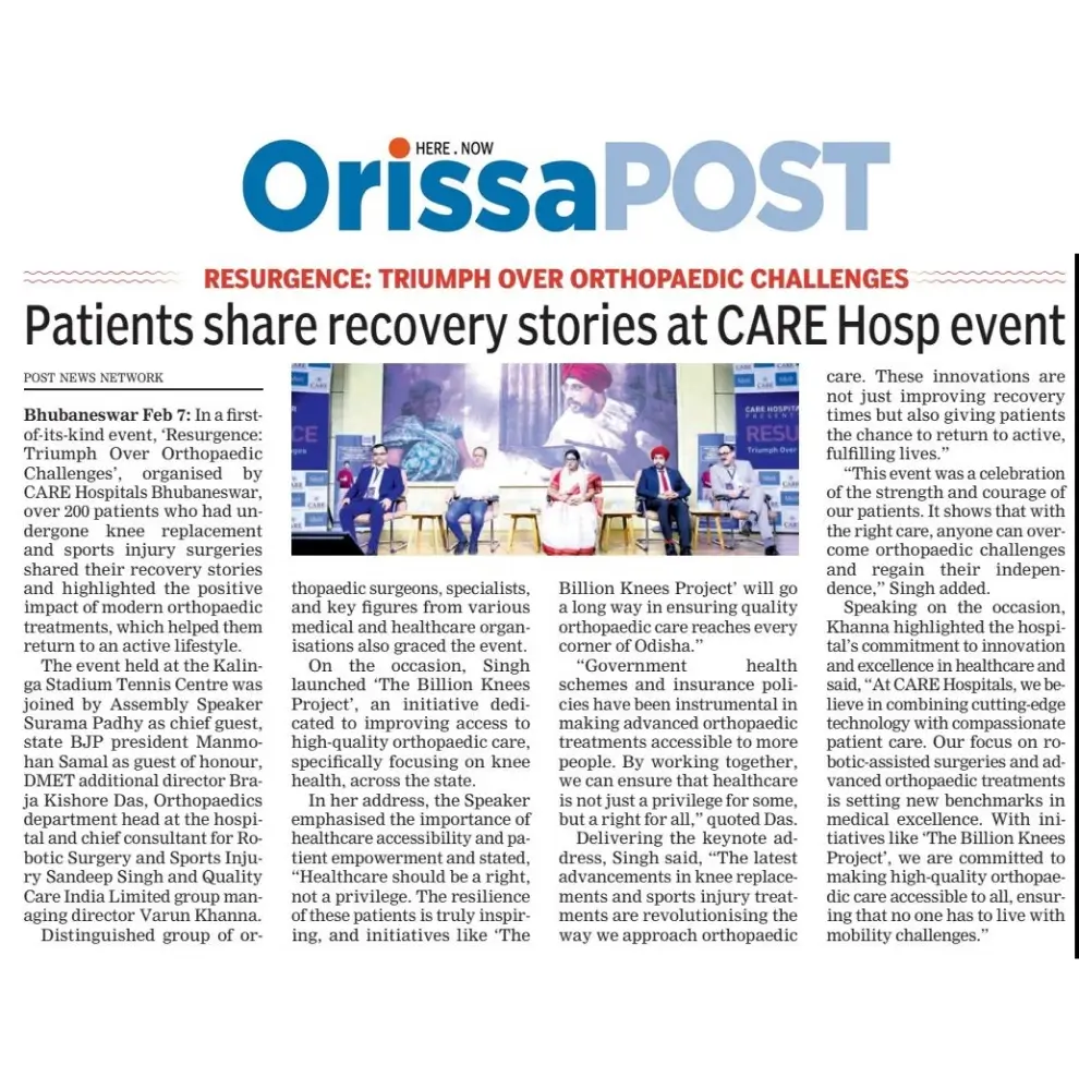 CARE Hospitals Bhuneswhar Resurgence 2025 Honors 200 Plus Survivors News Coverage in Orissa Post 