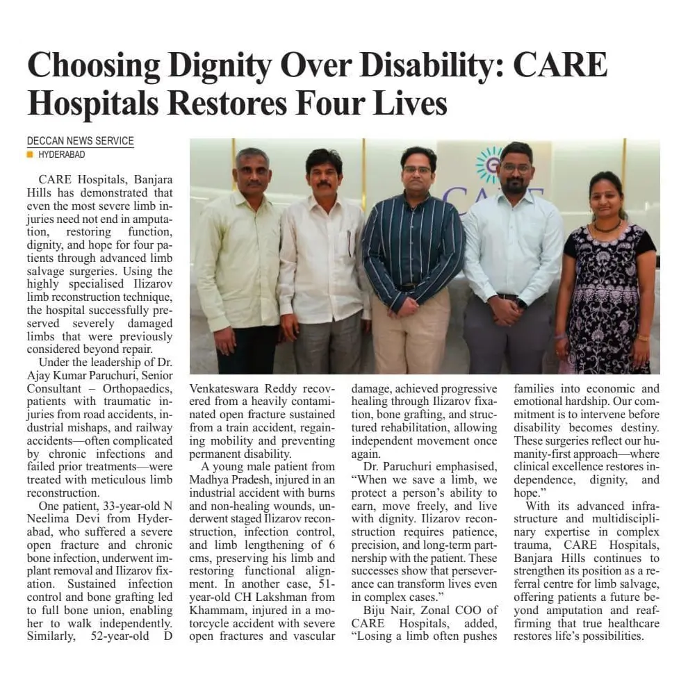 Choosing Dignity over Disability, CARE Hospitals Restores Four Lives News Coverage in Deccan Vision