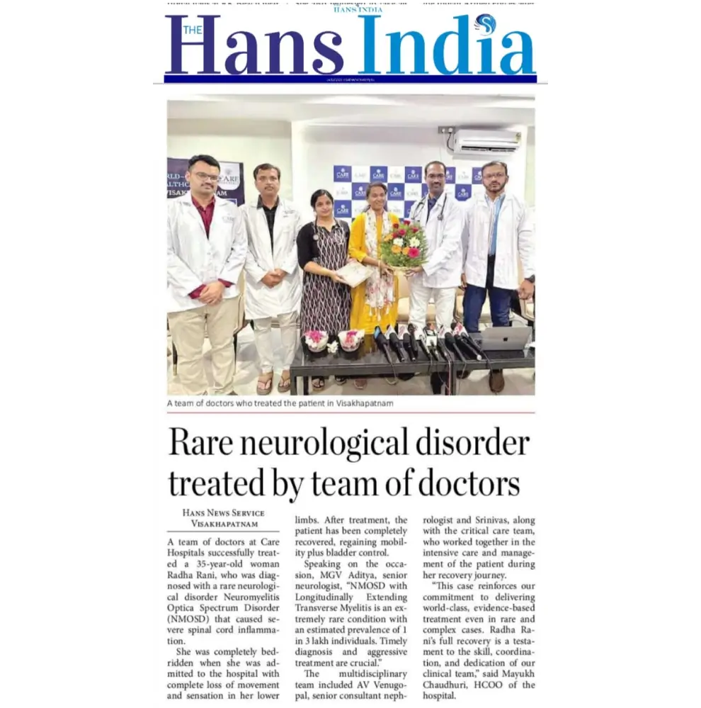 Rare Neurological Disorder Treated by Team of Doctors News Coverage in Hans India